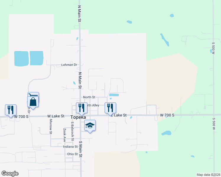 map of restaurants, bars, coffee shops, grocery stores, and more near Pleasant Drive in Topeka