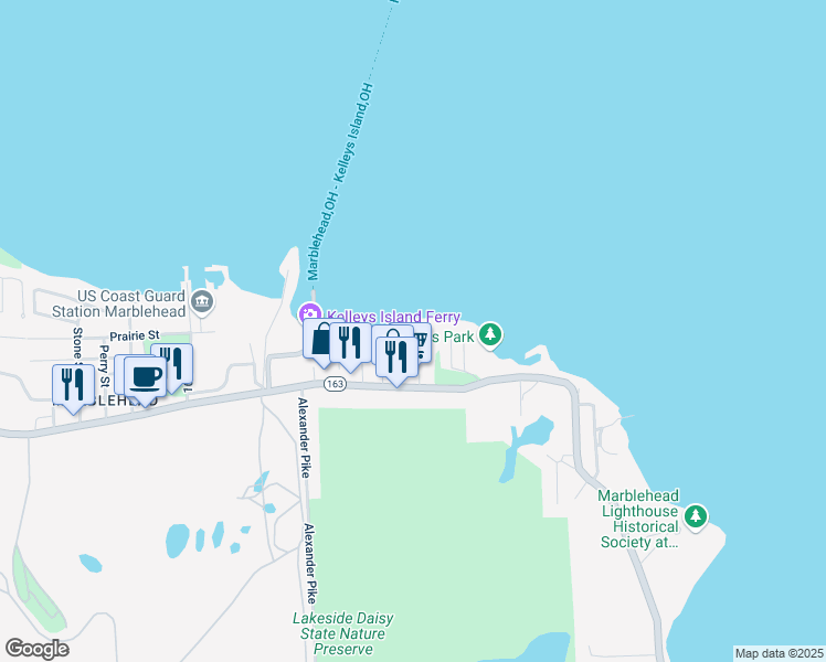 map of restaurants, bars, coffee shops, grocery stores, and more near 133 Clemons Street in Ottawa County