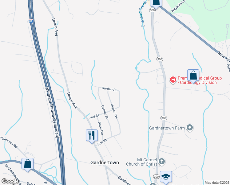 map of restaurants, bars, coffee shops, grocery stores, and more near 502 3rd Street in Newburgh