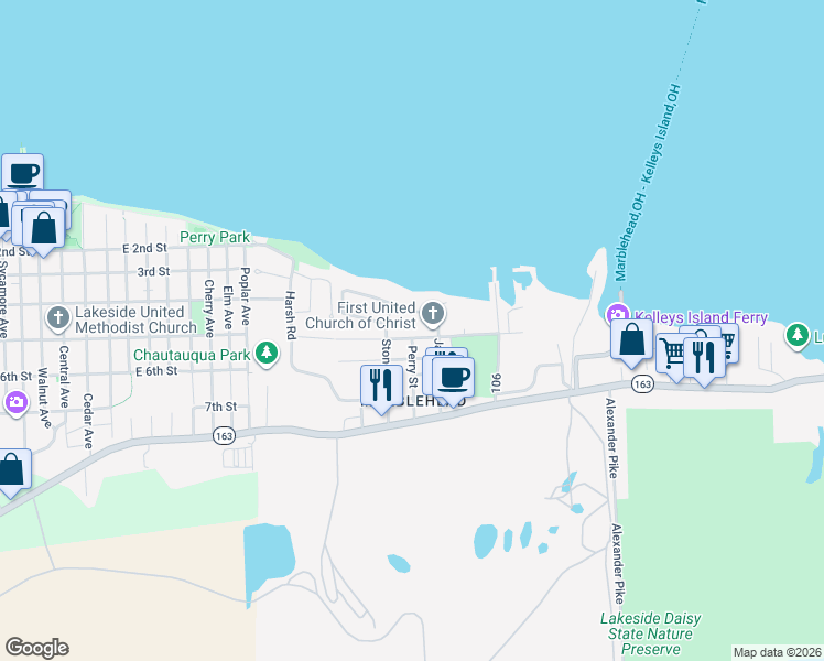 map of restaurants, bars, coffee shops, grocery stores, and more near 818 Prairie St in Lakeside Marblehead