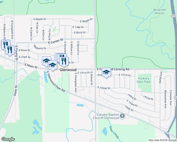 map of restaurants, bars, coffee shops, grocery stores, and more near 528 East 191st Place in Glenwood