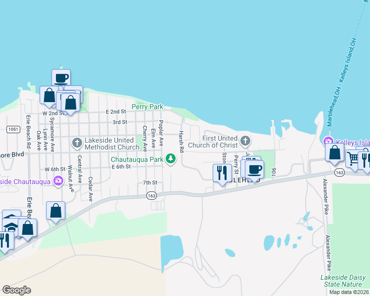 map of restaurants, bars, coffee shops, grocery stores, and more near 504 Harsh Road in Lakeside Marblehead