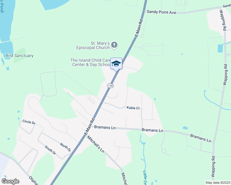 map of restaurants, bars, coffee shops, grocery stores, and more near 181 East Main Road in Portsmouth
