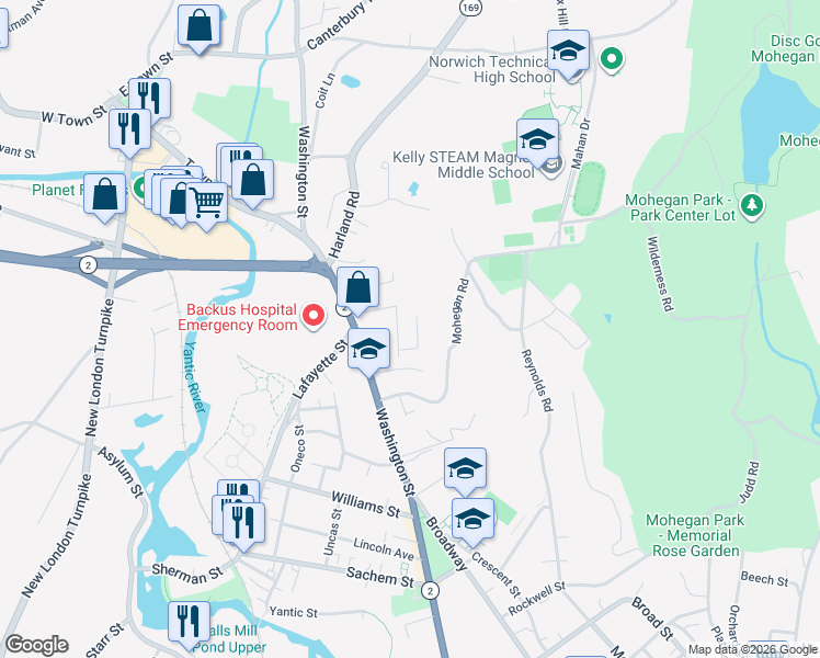 map of restaurants, bars, coffee shops, grocery stores, and more near 2 Julian Terrace in Norwich