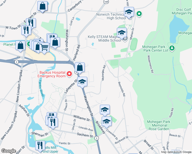 map of restaurants, bars, coffee shops, grocery stores, and more near 2 Julian Terrace in Norwich