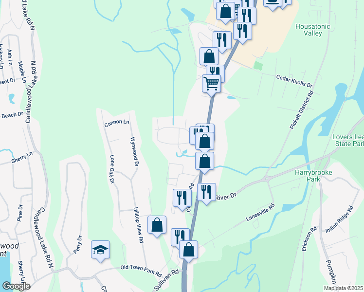 map of restaurants, bars, coffee shops, grocery stores, and more near 35 Willow Springs in New Milford