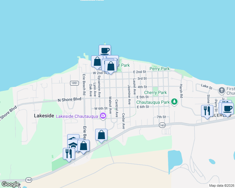 map of restaurants, bars, coffee shops, grocery stores, and more near 445 Central Avenue in Lakeside Marblehead