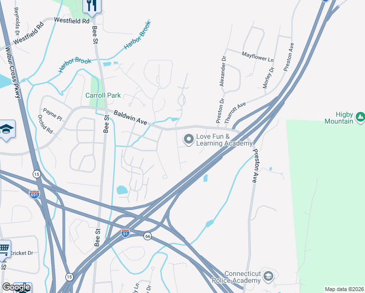 map of restaurants, bars, coffee shops, grocery stores, and more near 31 Courtney Ct in Meriden