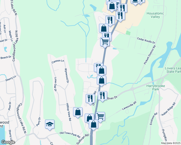 map of restaurants, bars, coffee shops, grocery stores, and more near 35 Willow Springs in New Milford