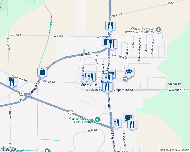 map of restaurants, bars, coffee shops, grocery stores, and more near 252 Walnut Street in Westville