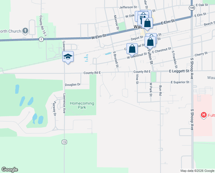 map of restaurants, bars, coffee shops, grocery stores, and more near 419 Indian Road in Wauseon