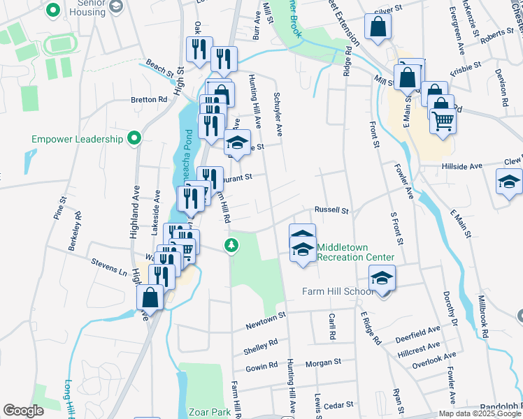 map of restaurants, bars, coffee shops, grocery stores, and more near 6 Magnolia Avenue in Middletown