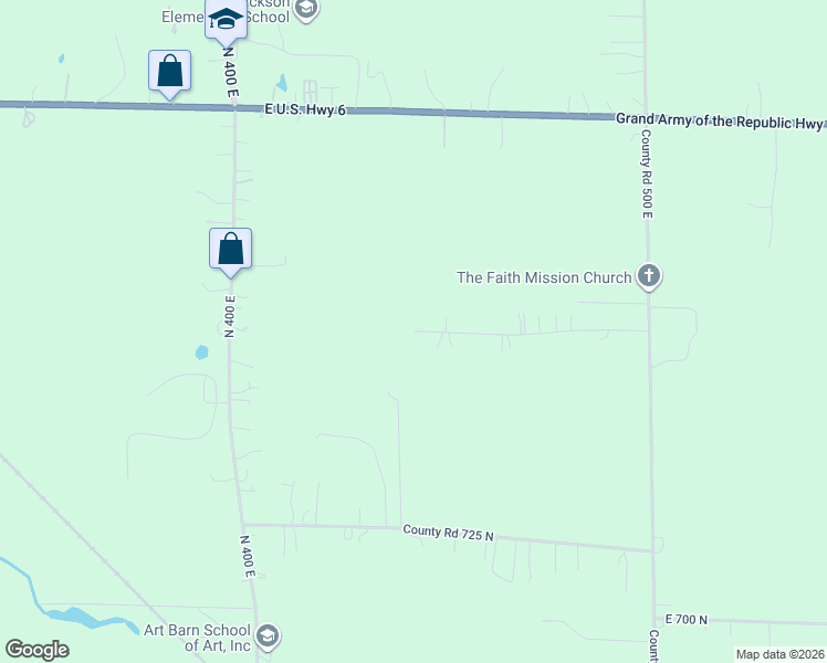 map of restaurants, bars, coffee shops, grocery stores, and more near 401 Bellflower Drive in Valparaiso