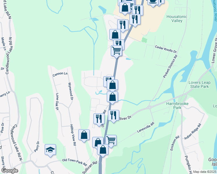 map of restaurants, bars, coffee shops, grocery stores, and more near 33 Willow Springs in New Milford