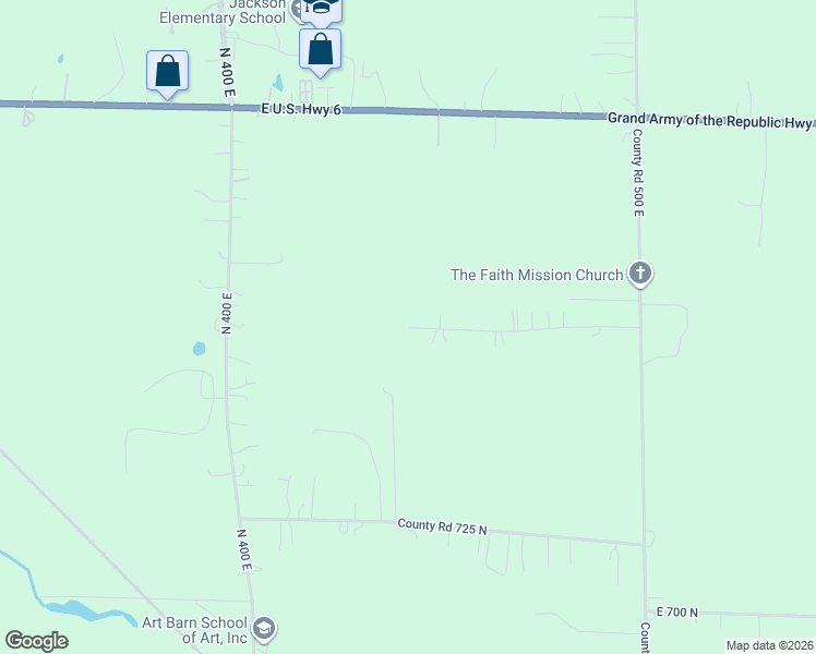 map of restaurants, bars, coffee shops, grocery stores, and more near 401 Bellflower Drive in Valparaiso
