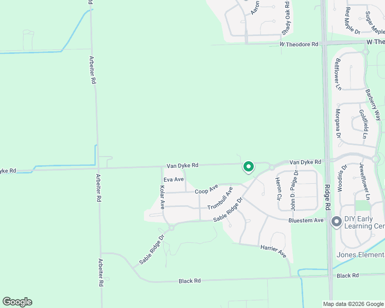 map of restaurants, bars, coffee shops, grocery stores, and more near 1598 Van Dyke Rd in Joliet
