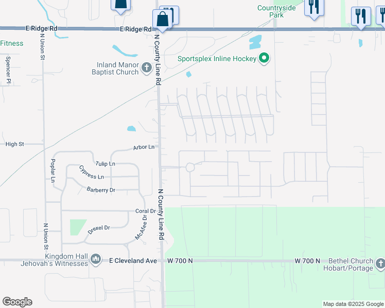 map of restaurants, bars, coffee shops, grocery stores, and more near 3758-4568 Wessex St in Portage