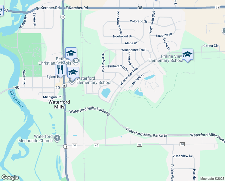 map of restaurants, bars, coffee shops, grocery stores, and more near 185 Winchester Trail in Goshen