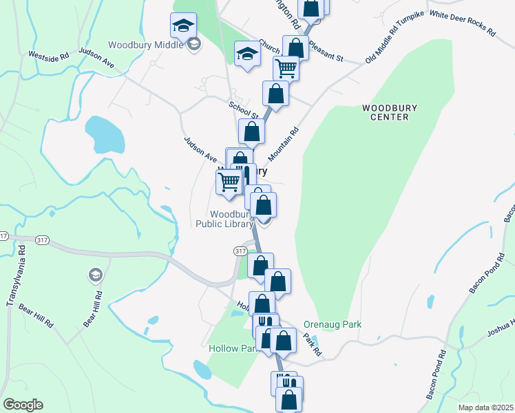 map of restaurants, bars, coffee shops, grocery stores, and more near 241 Main Street South in Woodbury