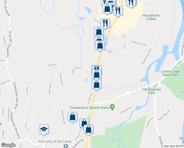 map of restaurants, bars, coffee shops, grocery stores, and more near 317 Willow Springs in New Milford