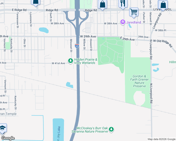 map of restaurants, bars, coffee shops, grocery stores, and more near 4100 Howard Street in Hobart