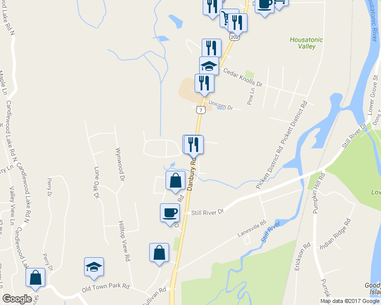 map of restaurants, bars, coffee shops, grocery stores, and more near 114 Willow Springs in New Milford