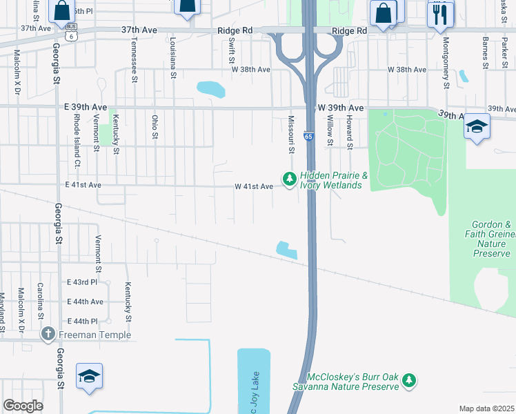 map of restaurants, bars, coffee shops, grocery stores, and more near 4130 Alabama Street in Hobart