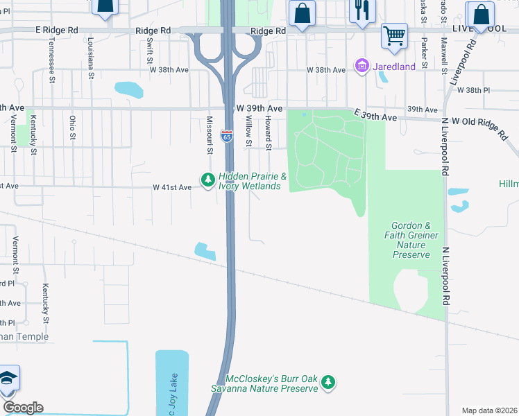 map of restaurants, bars, coffee shops, grocery stores, and more near 4100 Howard St in Hobart