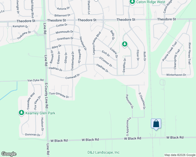map of restaurants, bars, coffee shops, grocery stores, and more near 6716 Legacy Pointe Court in Joliet