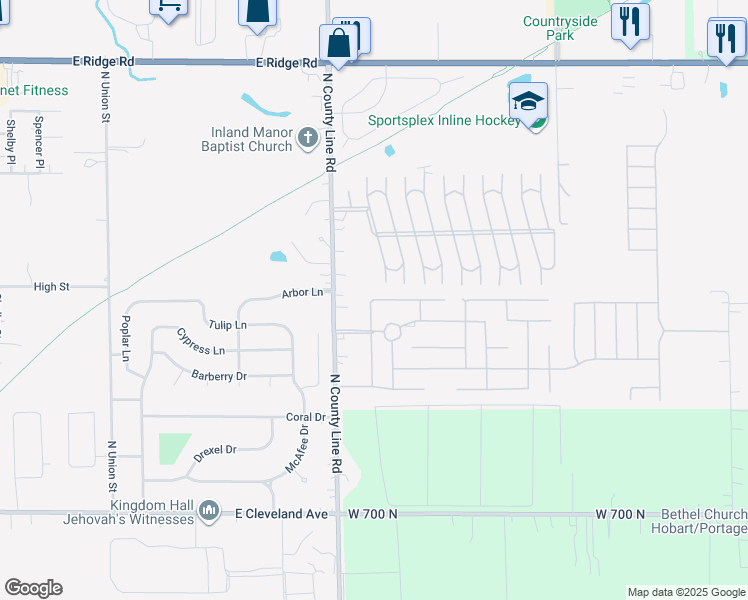 map of restaurants, bars, coffee shops, grocery stores, and more near 3758 Wessex Street in Portage