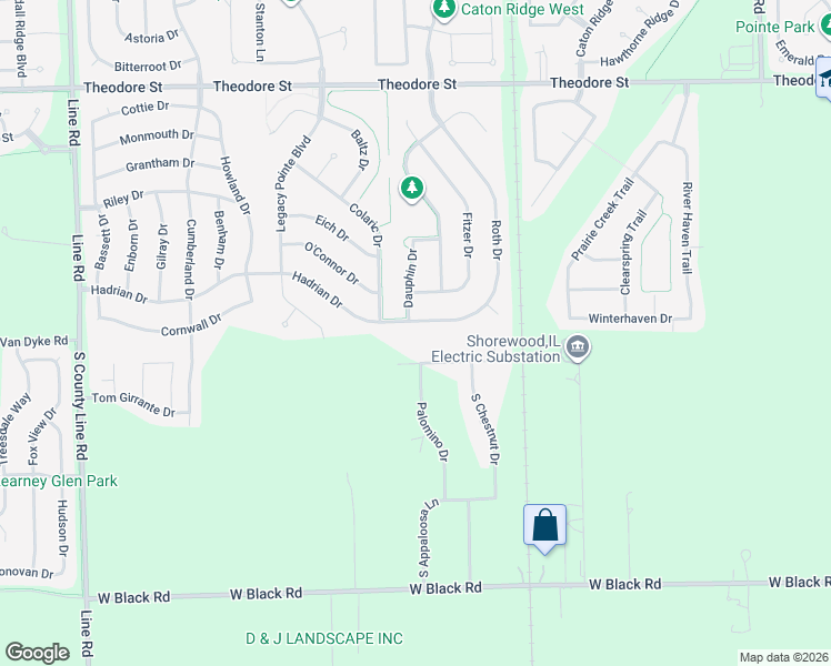 map of restaurants, bars, coffee shops, grocery stores, and more near 25752 West Equestrian Lane in Shorewood