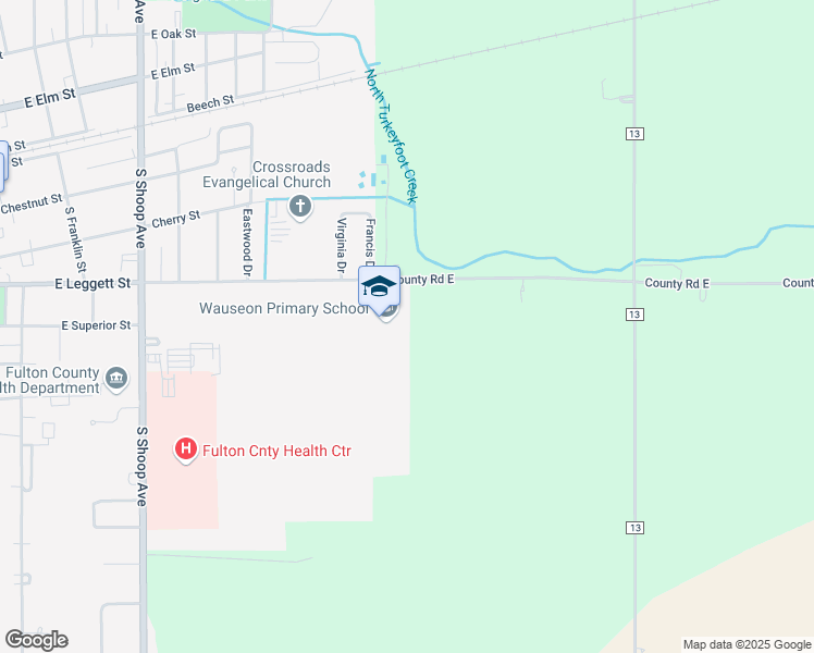 map of restaurants, bars, coffee shops, grocery stores, and more near 940 East Leggett Street in Wauseon