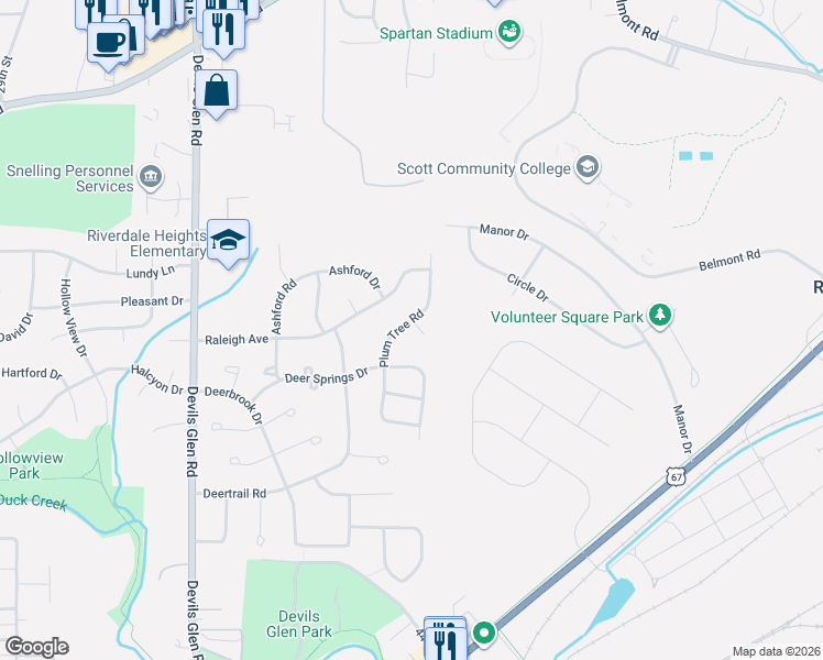 map of restaurants, bars, coffee shops, grocery stores, and more near 4106 Deer Springs Drive in Bettendorf