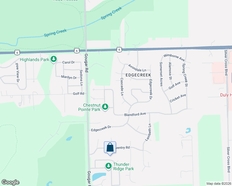 map of restaurants, bars, coffee shops, grocery stores, and more near 3107 Blandford Avenue in New Lenox