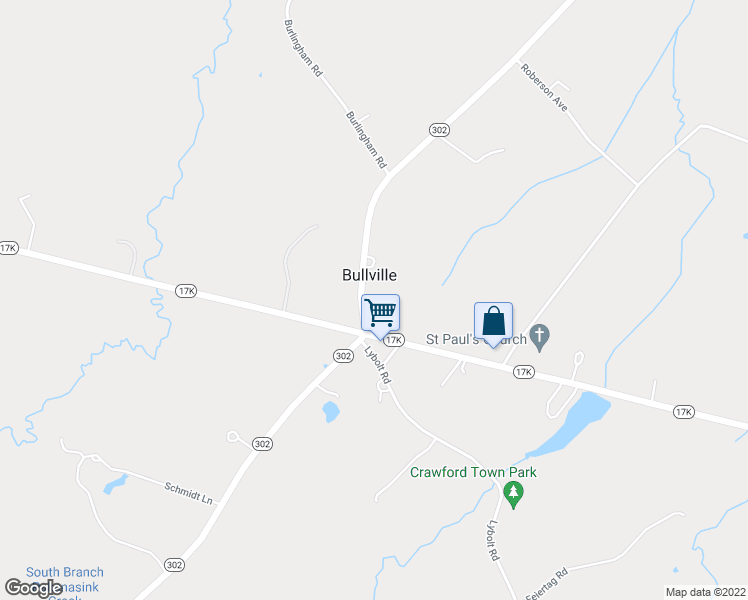 map of restaurants, bars, coffee shops, grocery stores, and more near 1355 Highway 302 in Pine Bush