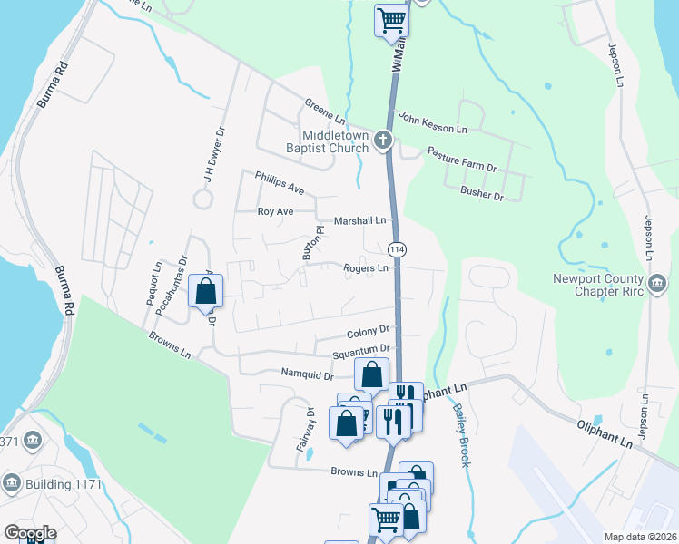 map of restaurants, bars, coffee shops, grocery stores, and more near 80 Rogers Lane in Middletown