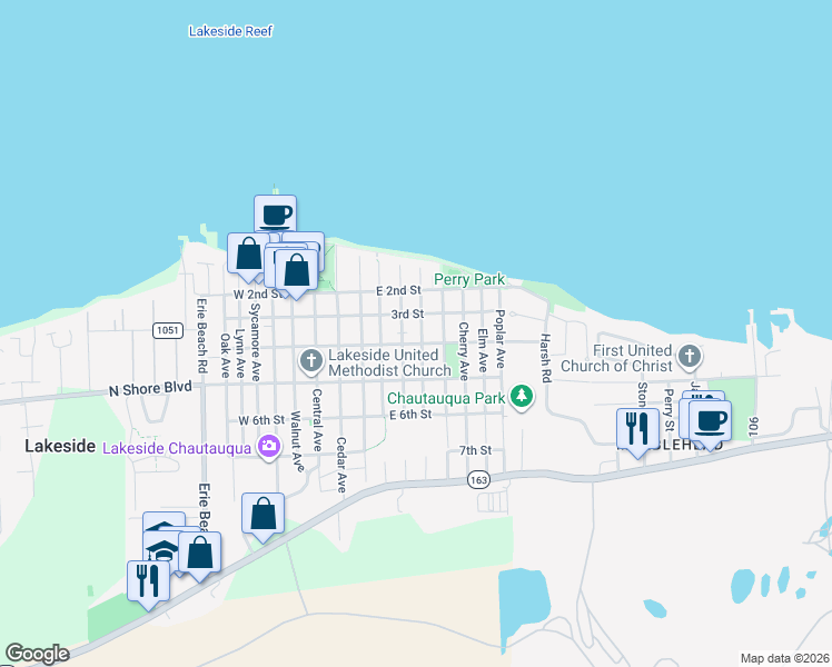 map of restaurants, bars, coffee shops, grocery stores, and more near 434 3rd Street in Lakeside Marblehead