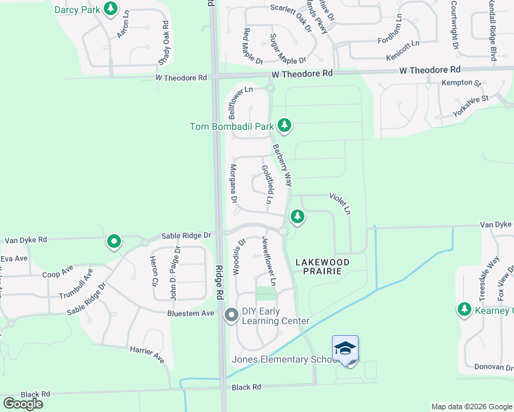 map of restaurants, bars, coffee shops, grocery stores, and more near 1213 Sage Circle in Joliet