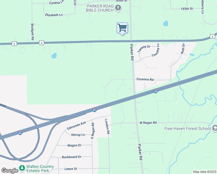 map of restaurants, bars, coffee shops, grocery stores, and more near 13514 Florence Road in Mokena