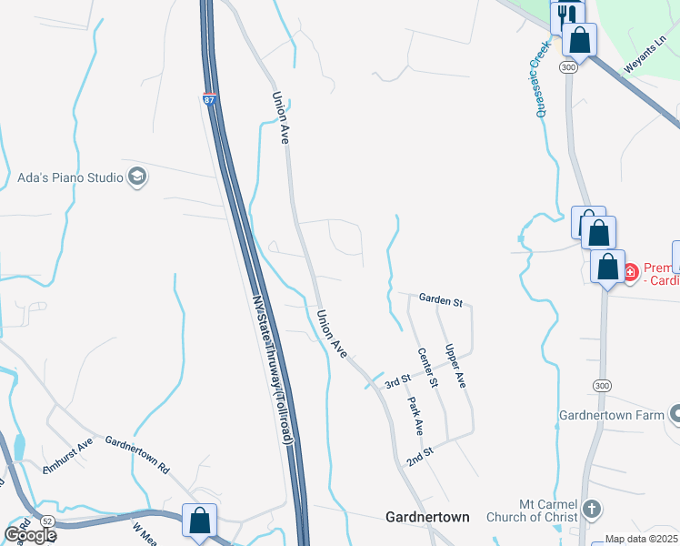 map of restaurants, bars, coffee shops, grocery stores, and more near 10 Tulip Lane in Newburgh