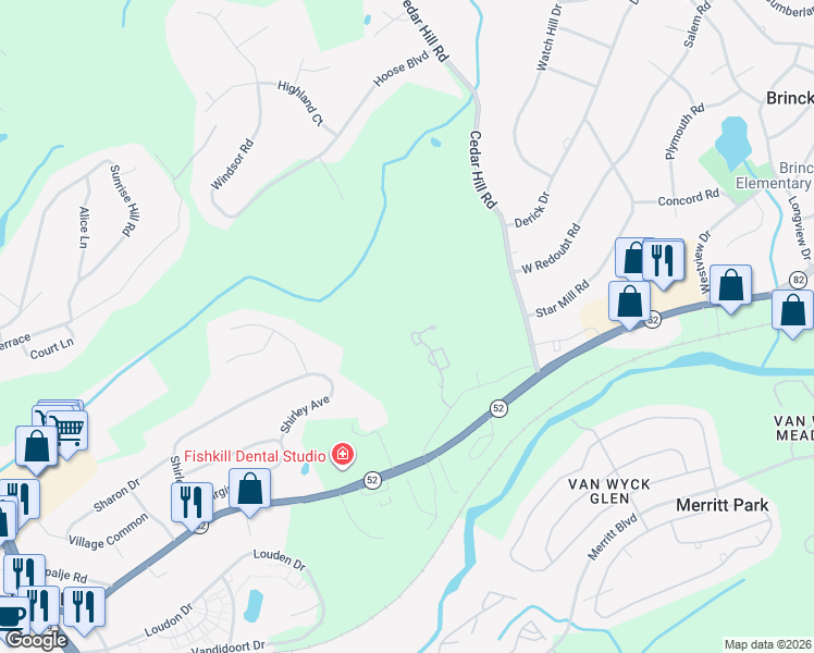 map of restaurants, bars, coffee shops, grocery stores, and more near 24 Deer Crossing Drive in Fishkill