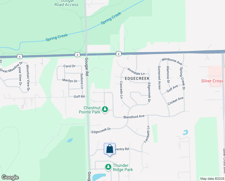 map of restaurants, bars, coffee shops, grocery stores, and more near 3107 Blandford Avenue in New Lenox