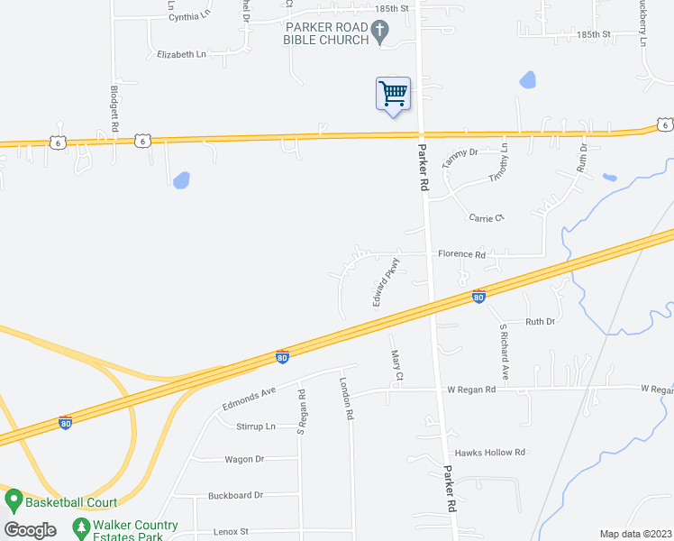 map of restaurants, bars, coffee shops, grocery stores, and more near 13514 Florence Road in Mokena