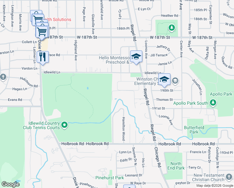 map of restaurants, bars, coffee shops, grocery stores, and more near 12 Riegel Oaks Lane in Homewood