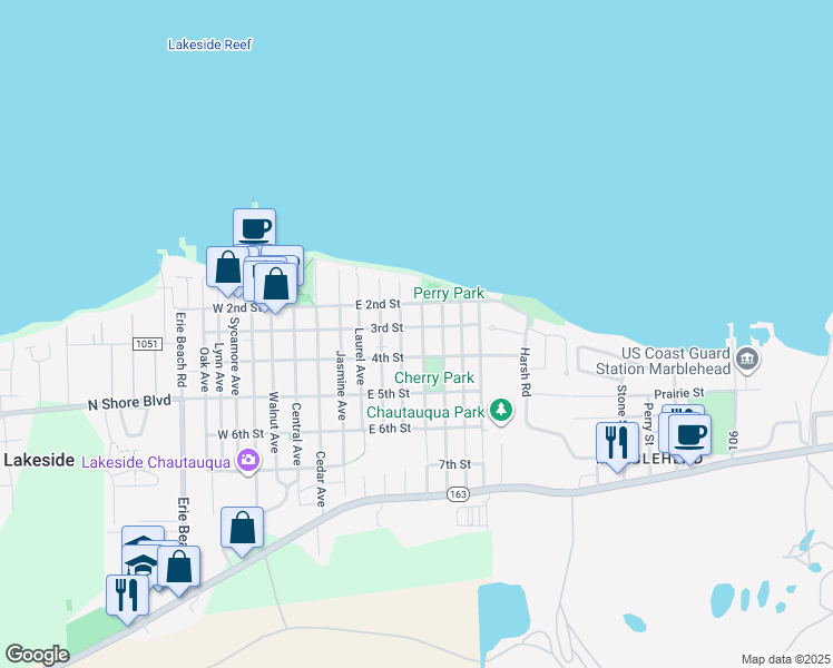 map of restaurants, bars, coffee shops, grocery stores, and more near 632 3rd Street in Lakeside Marblehead