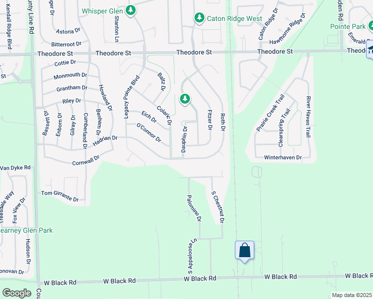 map of restaurants, bars, coffee shops, grocery stores, and more near 6512 Fitzer Drive in Joliet