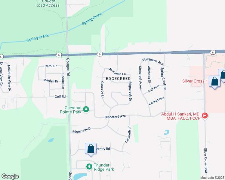 map of restaurants, bars, coffee shops, grocery stores, and more near 3405 Ivywild Lane in New Lenox