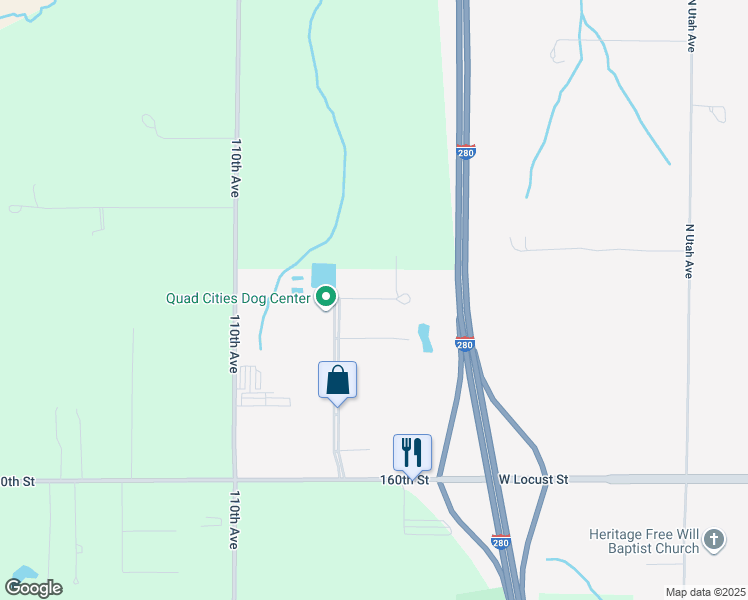 map of restaurants, bars, coffee shops, grocery stores, and more near 7620 Louis Rich Court in Davenport
