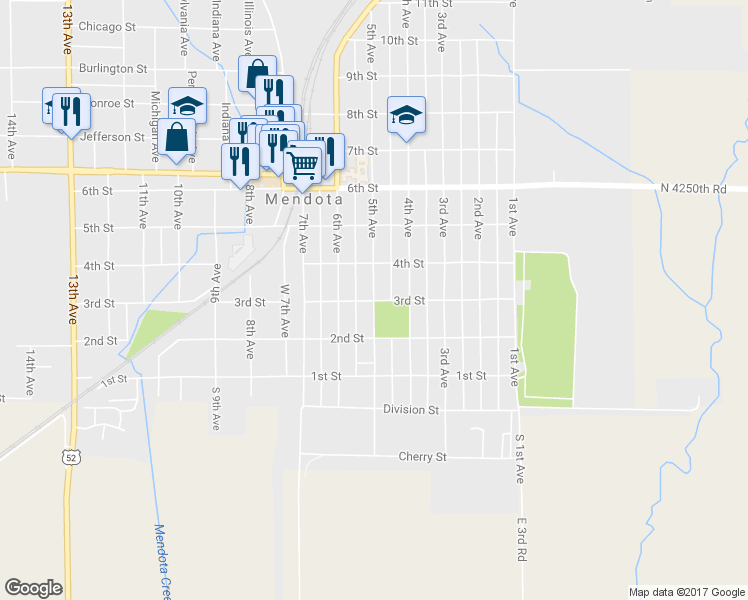 map of restaurants, bars, coffee shops, grocery stores, and more near 400 5th Avenue in Mendota