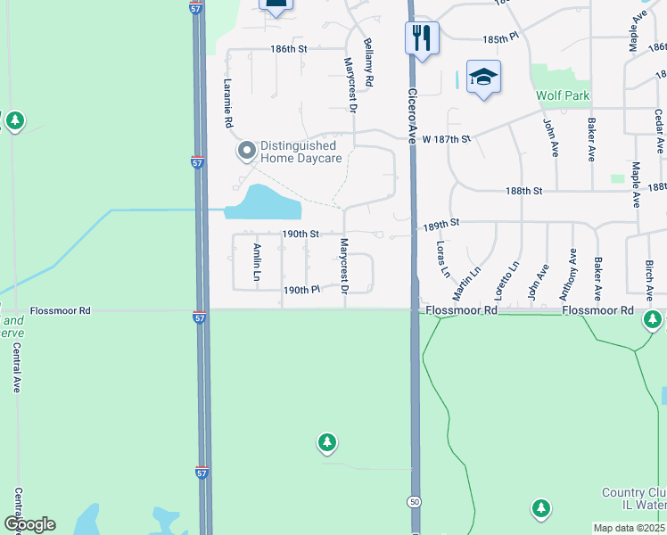 map of restaurants, bars, coffee shops, grocery stores, and more near 4911 Lake Court in Country Club Hills